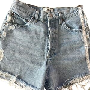Agolde Distressed Light Blue Jean Shorts - Dee Short